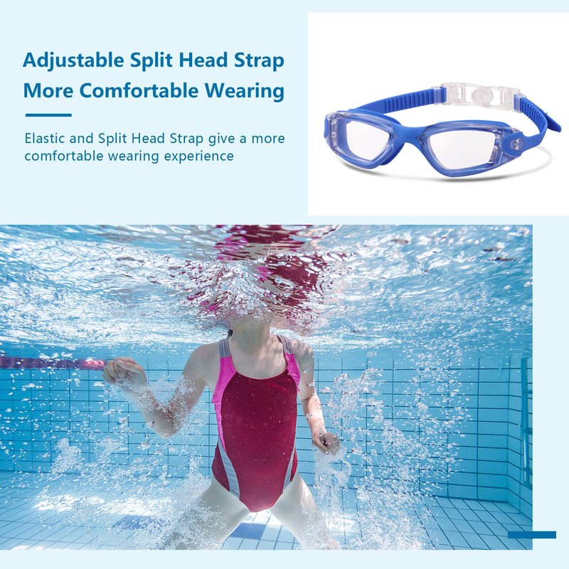Romoc 2/4 Pack Kids Swimming Goggles,No Leaking,Anti Fog,UV Protection Youth Swim Glasses Water Goggles Christmas Gift (2 blue+black+rose red)