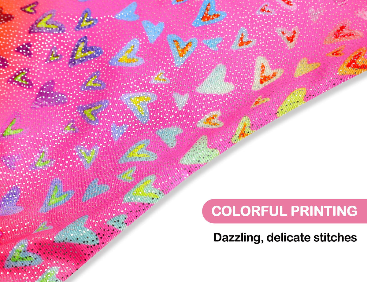 Domusgo Gymnastics Leotards for Girls 7-8 Years Old Pink Neon Heart Sparkly One Piece Tumbling Outfits