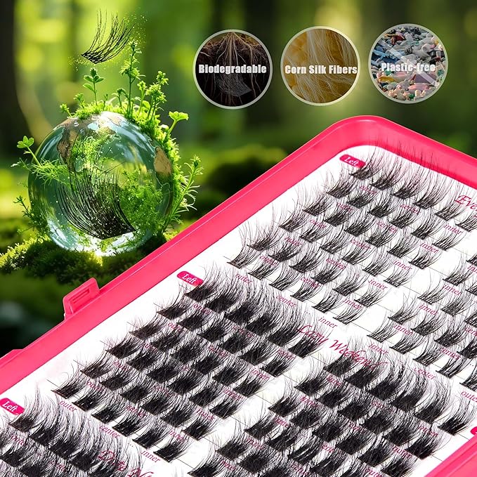 Lash Clusters Natural & Fluffy Lashes Lash Extension Biodegradable Eyelash Clusters Cruelty Free False Eyelashes 0.05mm DIY for Beginner
