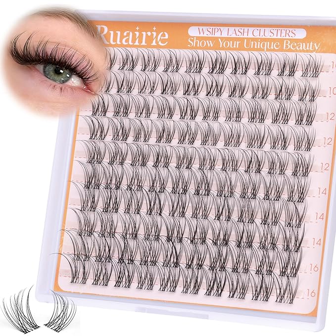 Lash Clusters Natural Eyelash Clusters Wispy Lashes Clusters 10-16mm 100pcs Cluster Eyelash Extensions DIY 3D Individual Lashes Extensions with Invisible Band Natural Lash Extensions by Ruairie