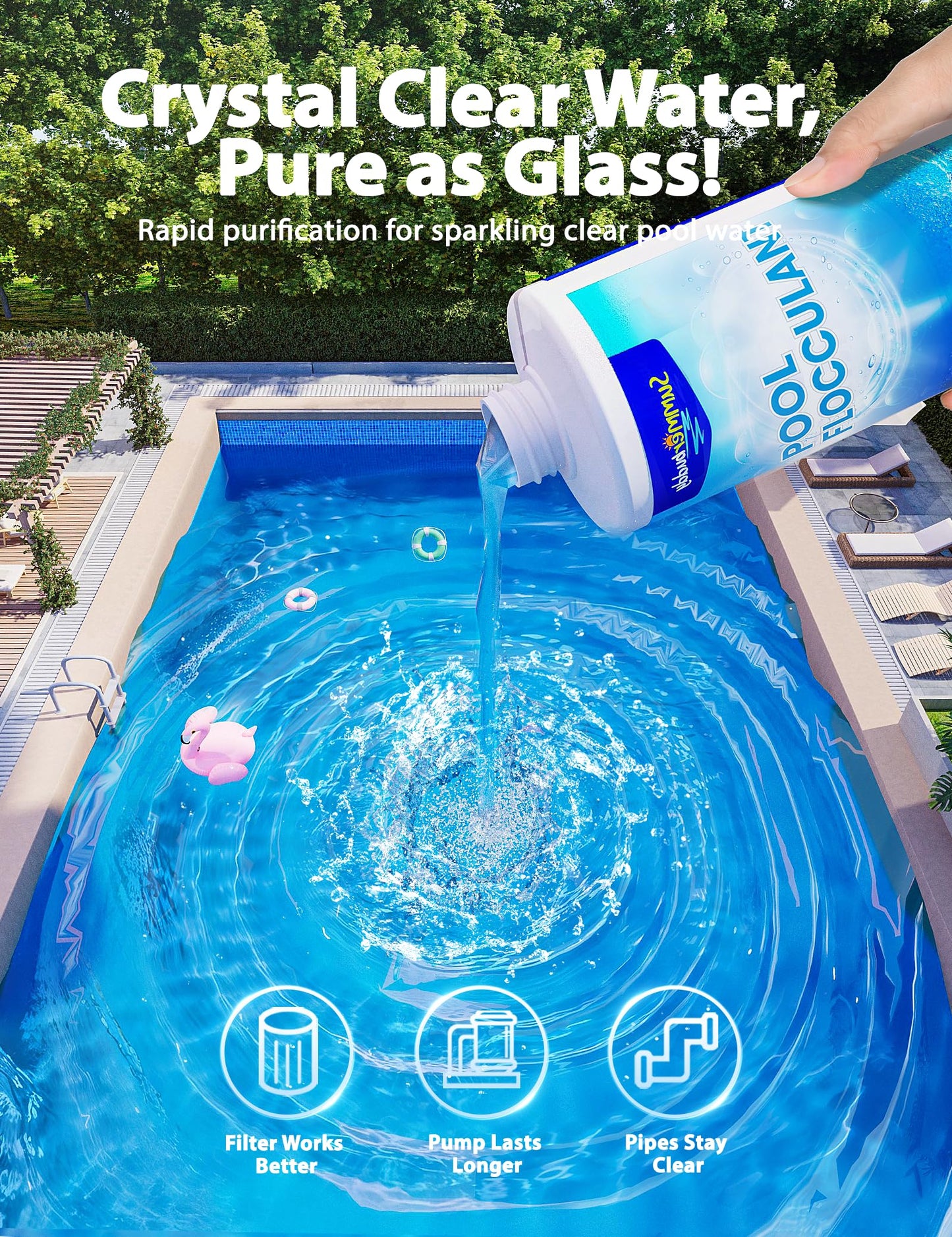 SUMMERBUDDY Swimming Pool Flocculant, Easy to Use，Works with Any Pool Type