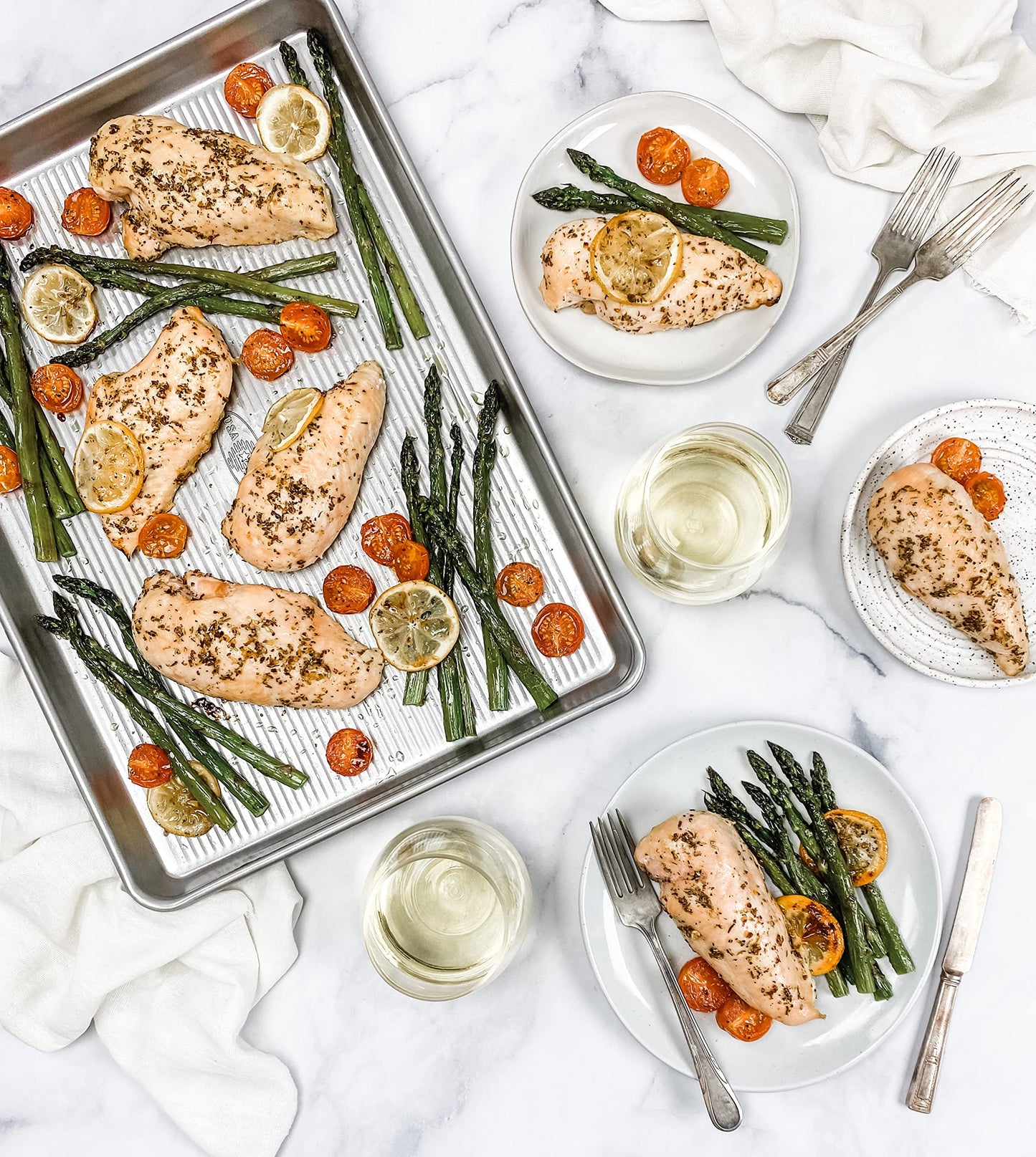 USA Pan Bakeware Half Sheet Pan, Set of 2 Baking Sheets, Aluminized Steel