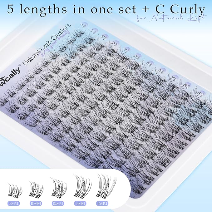 Natural Eyelash Clusters Lash Individuals DIY Lash Extension C-curly Cluster Eyelash Extensions Lash Clusters Wispy 8-16MM by Newcally