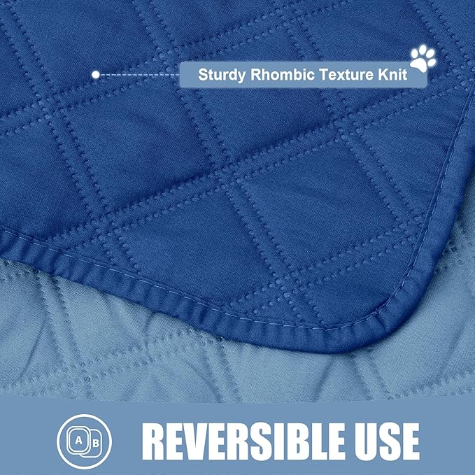 Smiry Waterproof Dog Bed Cover Pet Blanket, Soft Washable Dog Blanket for Furniture Bed Couch Sofa Reversible, Checkered (52"x82", Navy/Blue)