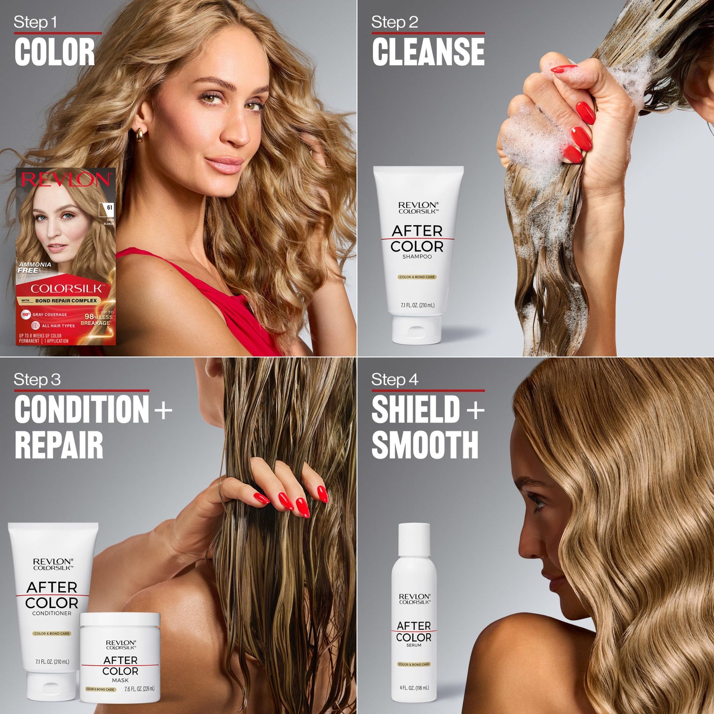 Revlon ColorSilk with Bond Repair Complex, Black Permanent Hair Color, 100% Gray Coverage, Ammonia Free Hair Dye, Vegan Keratin, 10 Black (Pack of 3)