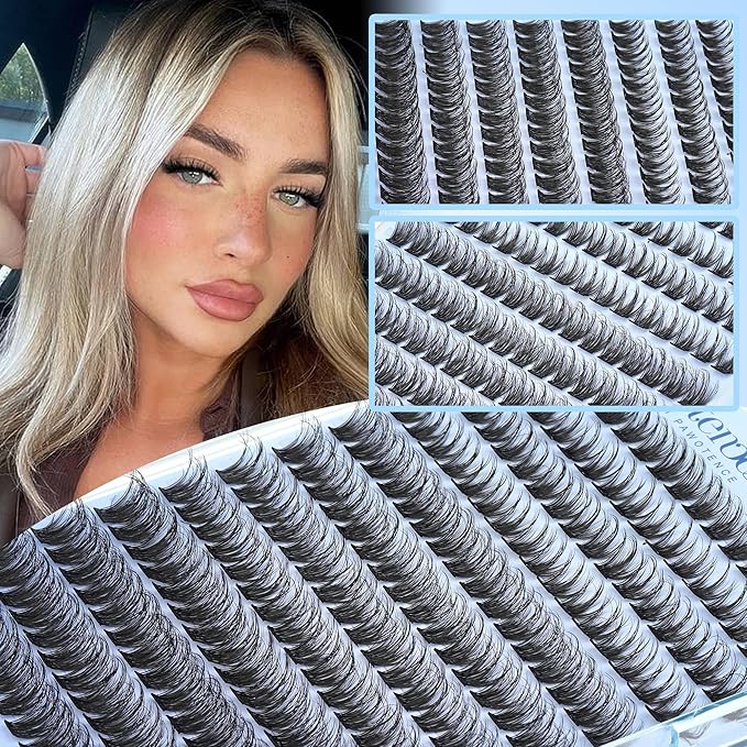 Pawotence Natural Lash Clusters 12-16mm Wispy Eyelash Clusters 192pcs Cluster Eyelash Extensions Wispy Cluster Lashes Individual False Eyelashes for DIY Lash Extension at Home