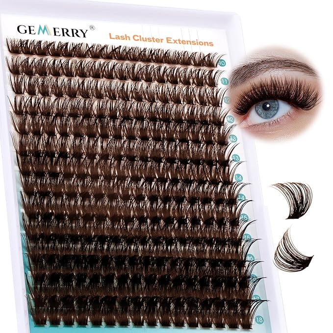 Brown Lash Clusters 280PCS Eyelash Clusters Natural Looking Individual Lash Extenison Fluffy Cluster Lashes DIY Lashes at Home by GEMERRY（100P-10-18mm-Brown)