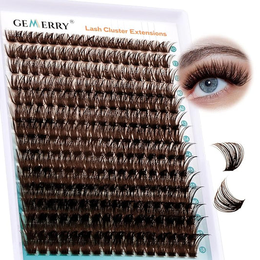 Brown Lash Clusters 280PCS Eyelash Clusters Natural Looking Individual Lash Extenison Fluffy Cluster Lashes DIY Lashes at Home by GEMERRY（100P-10-18mm-Brown)