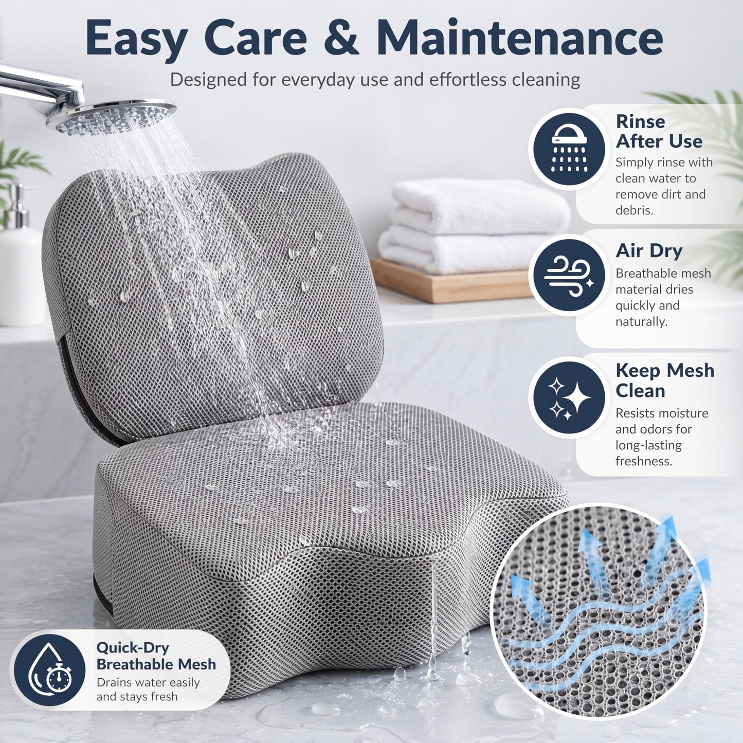 Yerliker 2 Pcs Foldable Hot Tub Booster Seat for Adults Adjustable 2 Heights up to 6.3", Weighted Booster Seat 3D Air Mesh Hot Tub Accessories Quick Dry Micro Dot Non Slip for Spa Bathtub Pool (Gray)