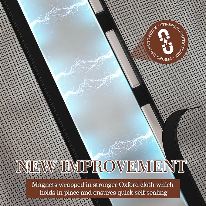 Yotache Magnetic Screen Door Fits Door Size 32 x 84, Screen Size 34" x 85" Reinforced Fiberglass Net Curtain with Magnets