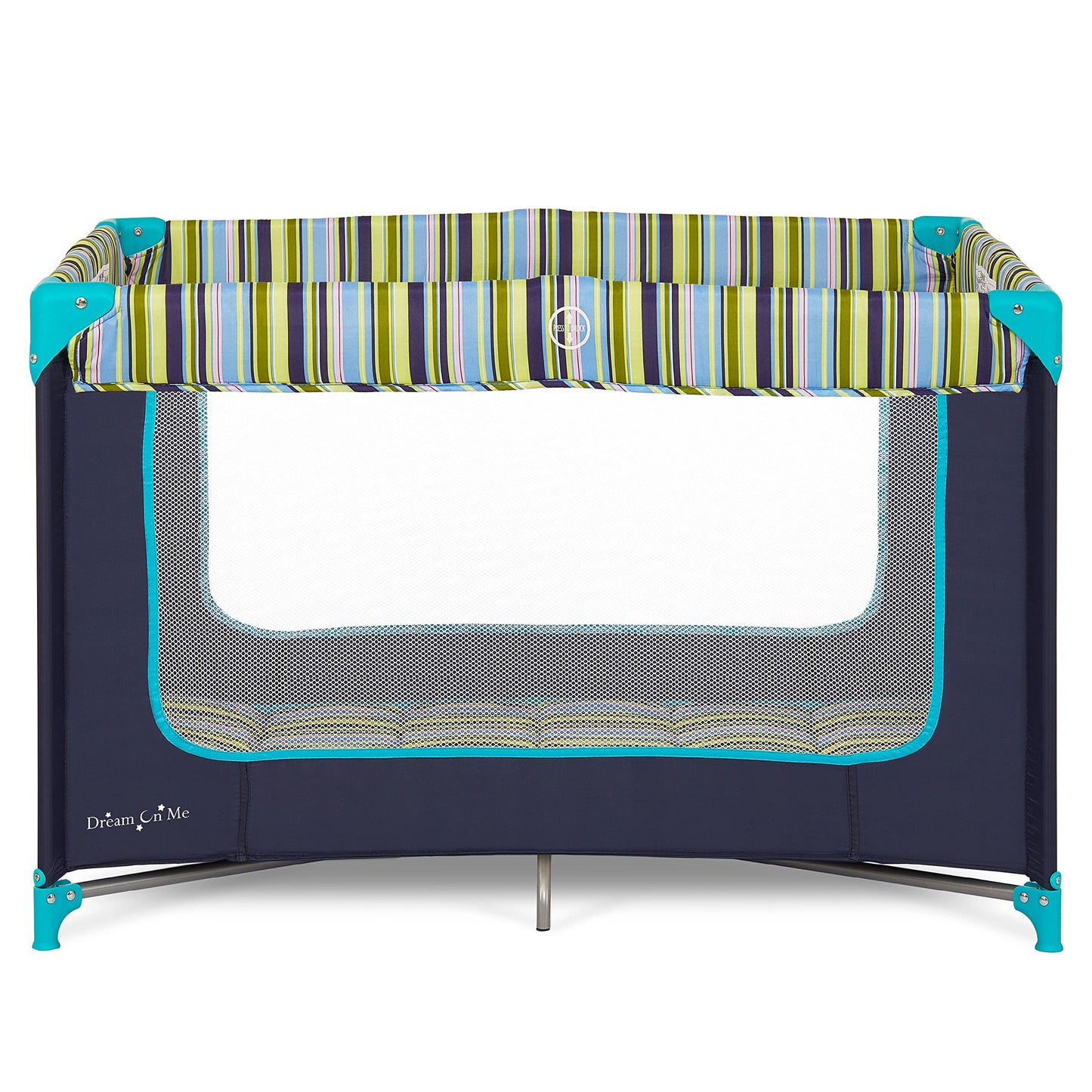 Dream On Me Zodiak Baby Playard, Breathable Mesh Sides, Soft Comfortable Mattress, Quick & Easy to Fold with Travel Carry Bag, Compact Space Saving Design - Navy