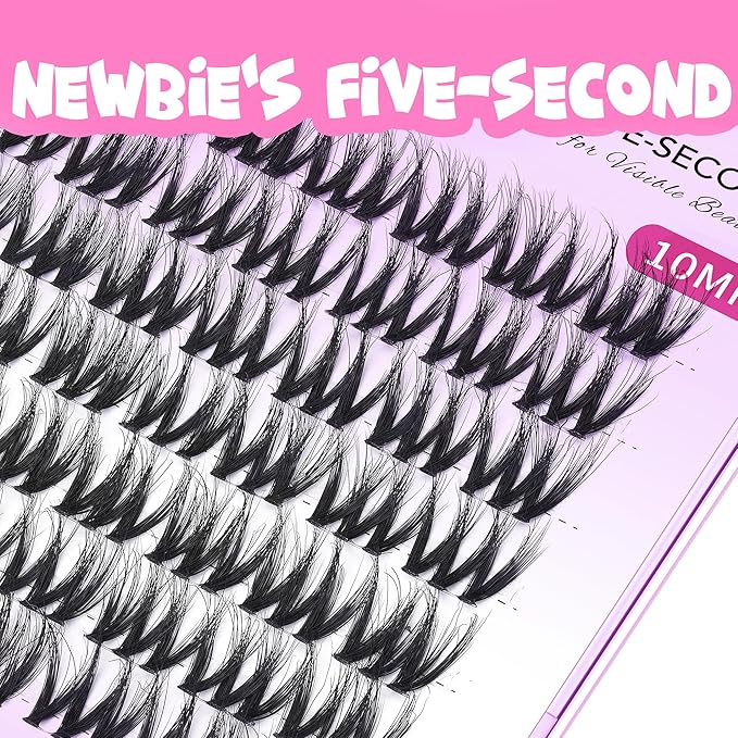 VEYESBEAUTY Lash Clusters Fluffy Individual Lash Extensions VBmuse 3D Layered Volume Eyelashes Thin & Invisible Band Wispy Faux Mink Lash Newbie's Five-Second Length 10mm