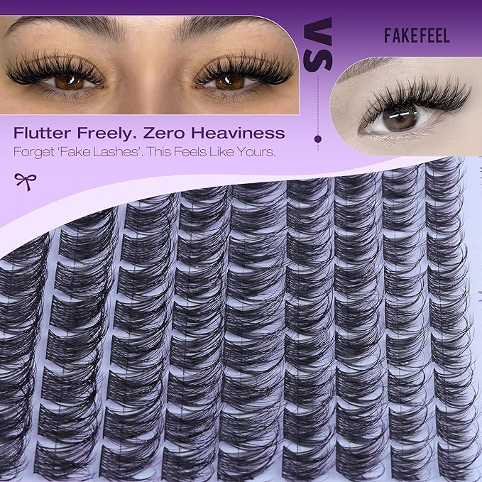 Pawotence Natural Lash Clusters Wispy Eyelash Clusters 10-16mm Full Lashes Cluster Eyelash Extensions Soft Individual Cluster Lashes False Eyelashes for DIY Lash Extension