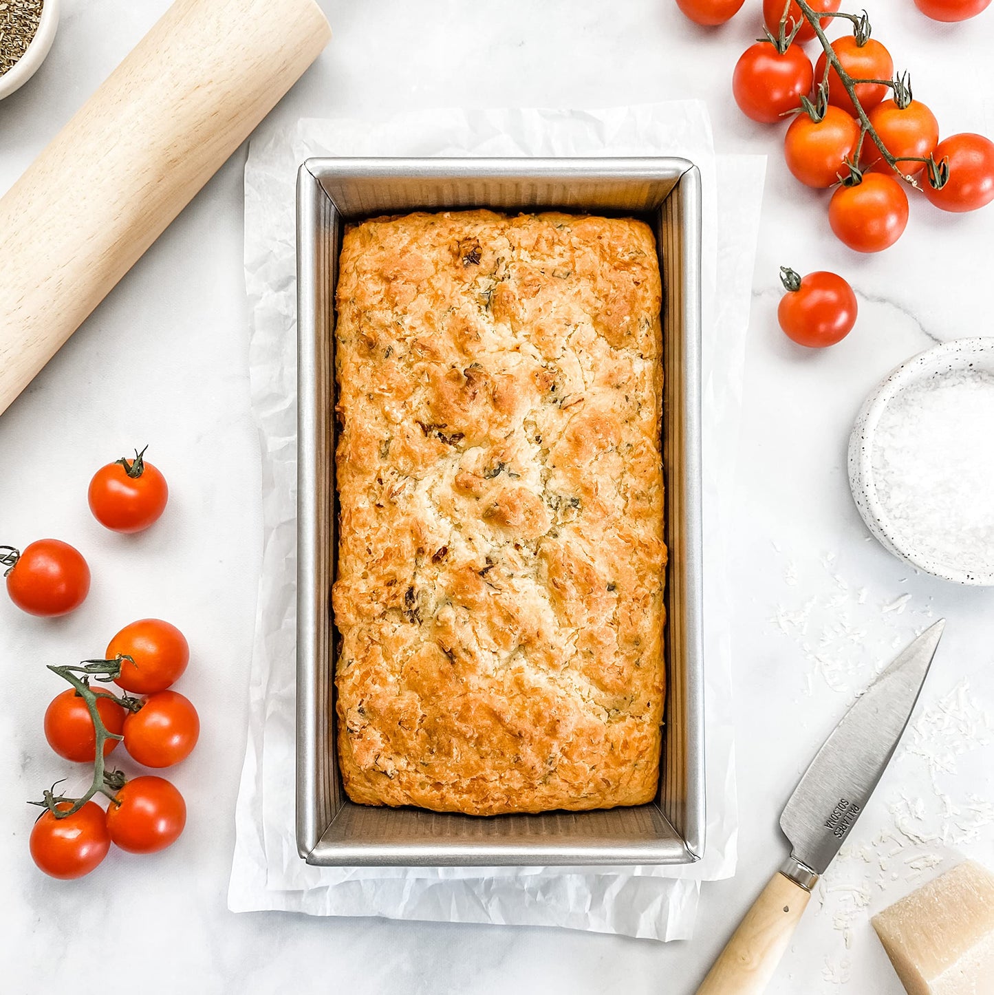 USA Pan Bakeware Aluminized Steel Loaf Pan, 5"D x 10"W x 3"H, 1.5 Pound