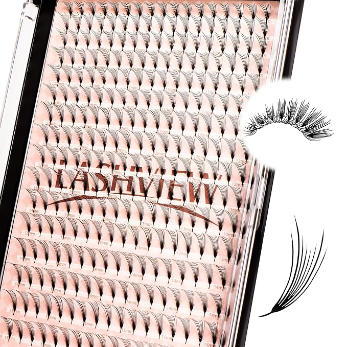 LASHVIEW Premade Volume Eyelash Extensions Mixed Tray Premade Lash Fans Pointed Handmade Thin Base (PFE01)