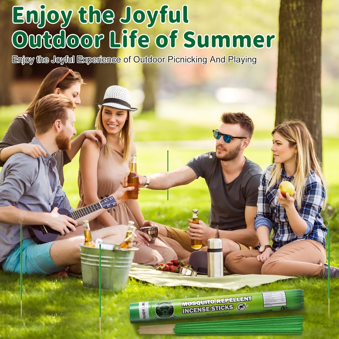 FernBliss Mosquito Repellent Outdoor Patio Incense Sticks – Plant-Based Citronella Sticks for Backyard, Camping, Travel, Indoor & Outdoor Patio Use (60 Count)
