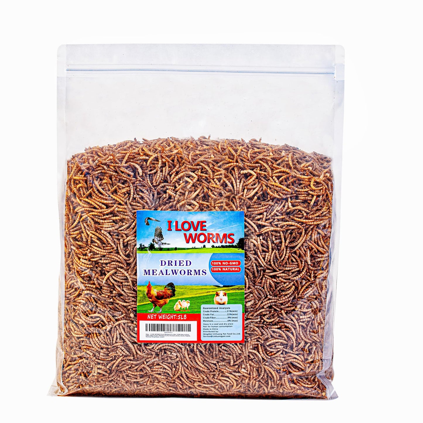 I LOVE WORMS Dried Mealworms (5lb), Wild Bird Food, High-Protein Mealworms for Bluebirds, Chickens, Ducks, Reptile, Tortoise, Amphibian, Lizard