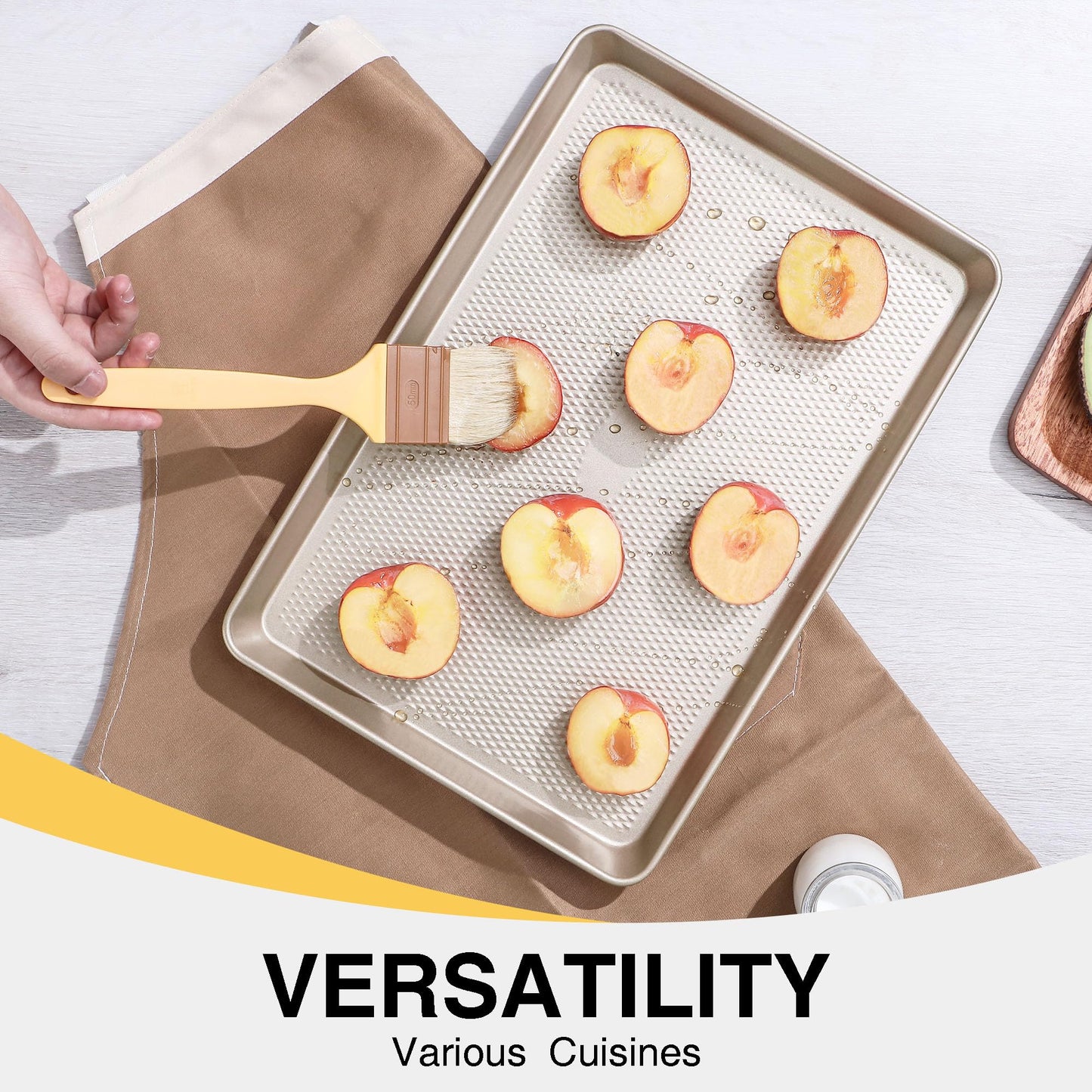 HONGBAKE 2 Pack Quarter Sheet Pans for Baking Nonstick, Commercial Cookie Sheet for Baking with Diamond Texture Surface, 57% Thicker Carbon Steel 9 x 13 Baking pan