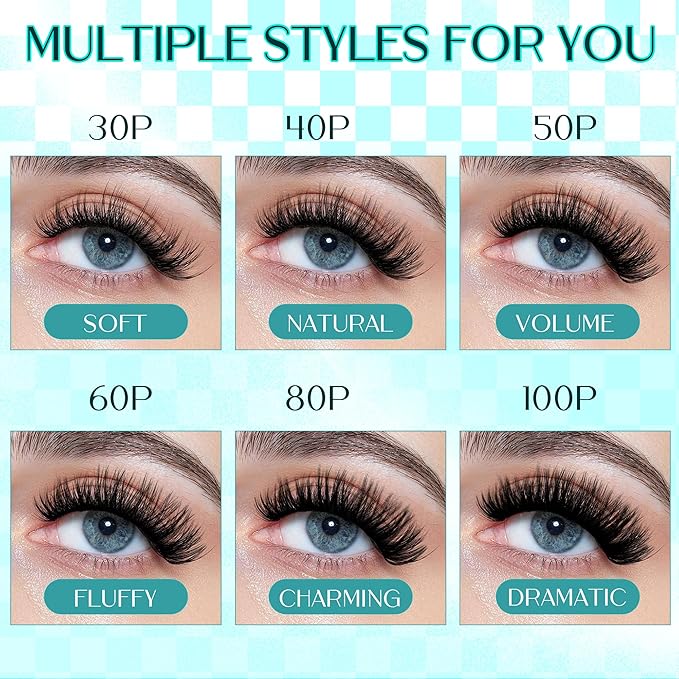Eyelash Clusters Fluffy Lash Clusters Thick 280pcs Cluster Eyelash Extensions DIY At Home Individual Lashes Cluster Lashes by GEMERRY（60P+80P-10-18mm)