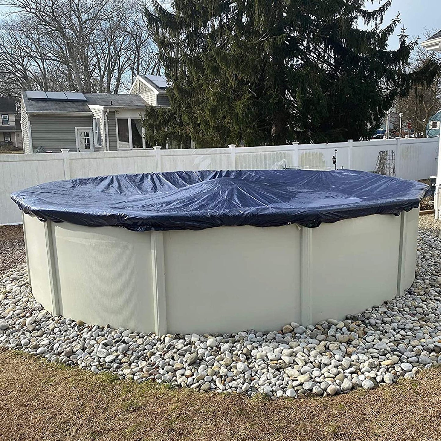 Winter Block 12’ ft. Premium Round Pool Winter Cover for Above Ground Pools – 10-Year Warranty, Cold and UV Resistant, Weatherproof and Durable, Winch & Cable Included