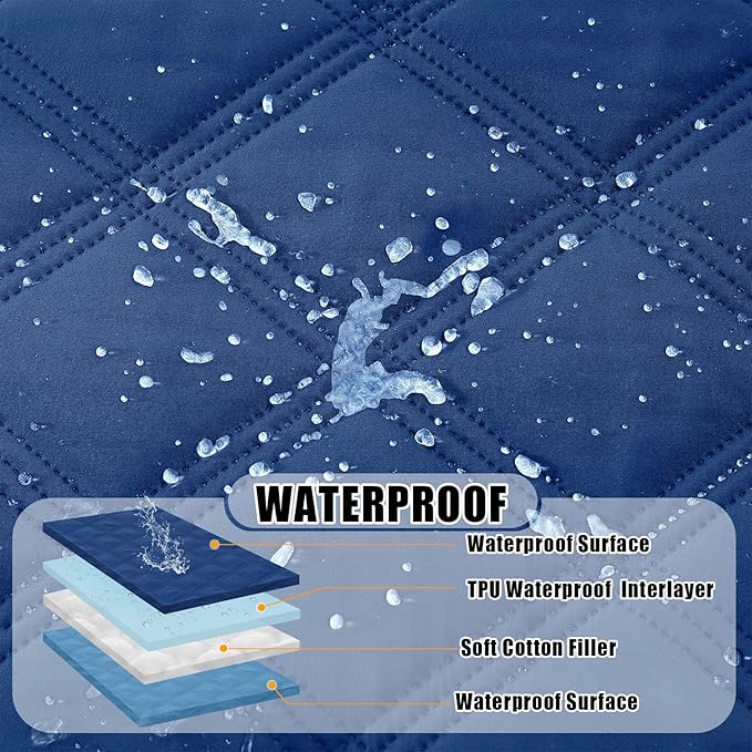 Smiry Waterproof Dog Bed Cover Blanket 40x70, Soft Reversible Pet Blanket, Washable Leakproof Cats Dogs Couch Cover for Sofa, Couch, Furniture, Navy/Blue