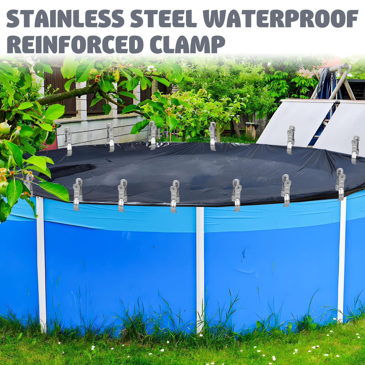 30 PCS Pool Cover Clips Stainless Steel Wind Guard Clamps 5.1 Inch Large Pool Covers Clamps Heavy Duty Swimming Pools Windproof Clips for Above Ground Pools Cover
