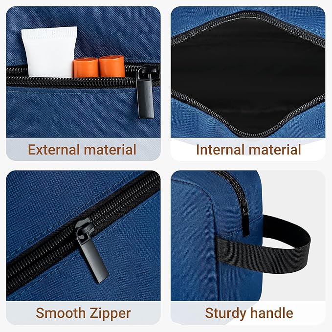 Elviros Travel Toiletry Bag for Women and Men,Lightweight Makeup Bag Hanging Dopp Kit with Shaving Compartment Cosmetic Organizer Large Tool Bag Travel Essentials,Gifts for Men(Large,Navy Blue)