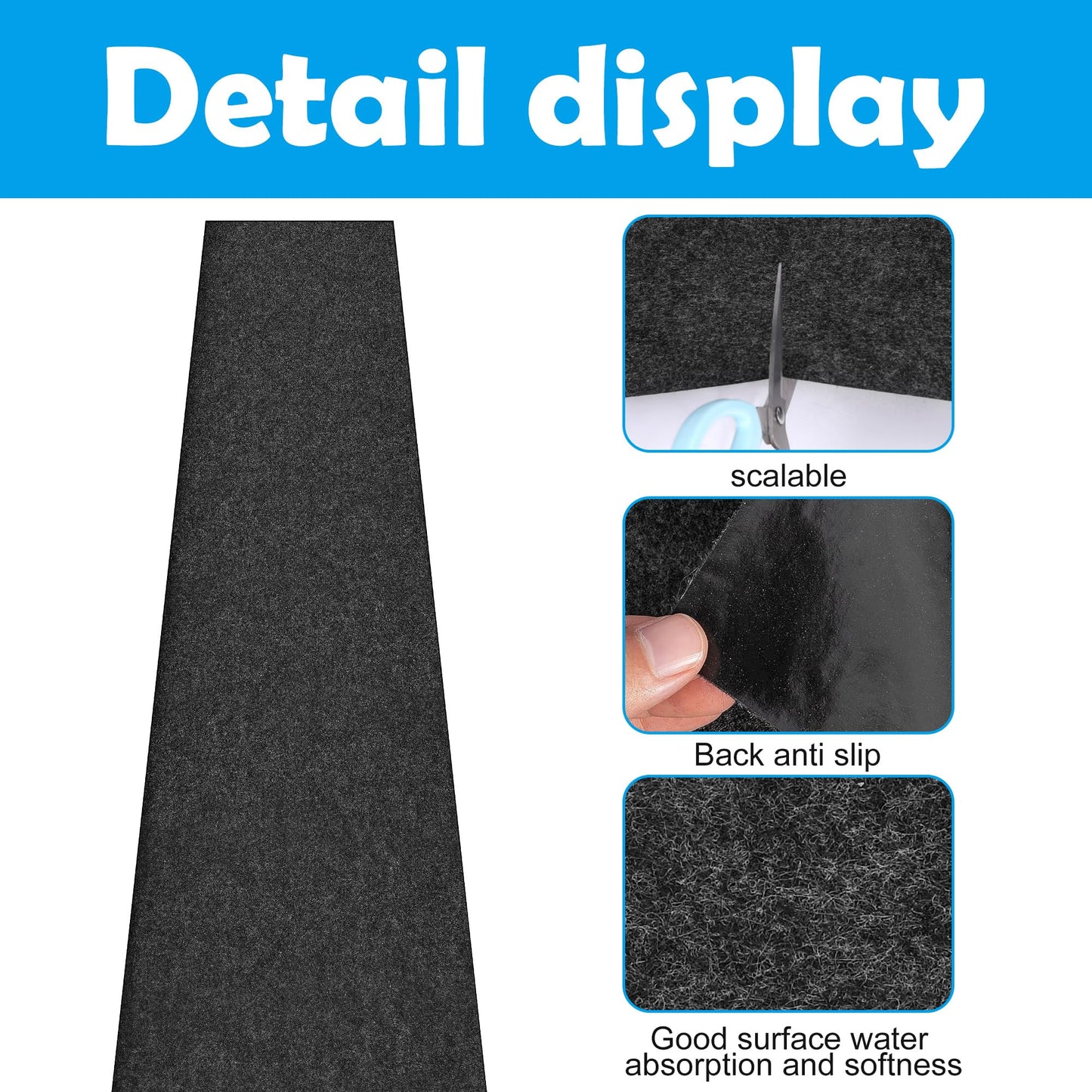 codree 10 Ft x 16 Inch Above Ground Pools Pathways- Absorb Water Pools Ground Walkways- Pool Spa Floor Mat Pad for Above Ground Pools, Spas, Hot Tubs