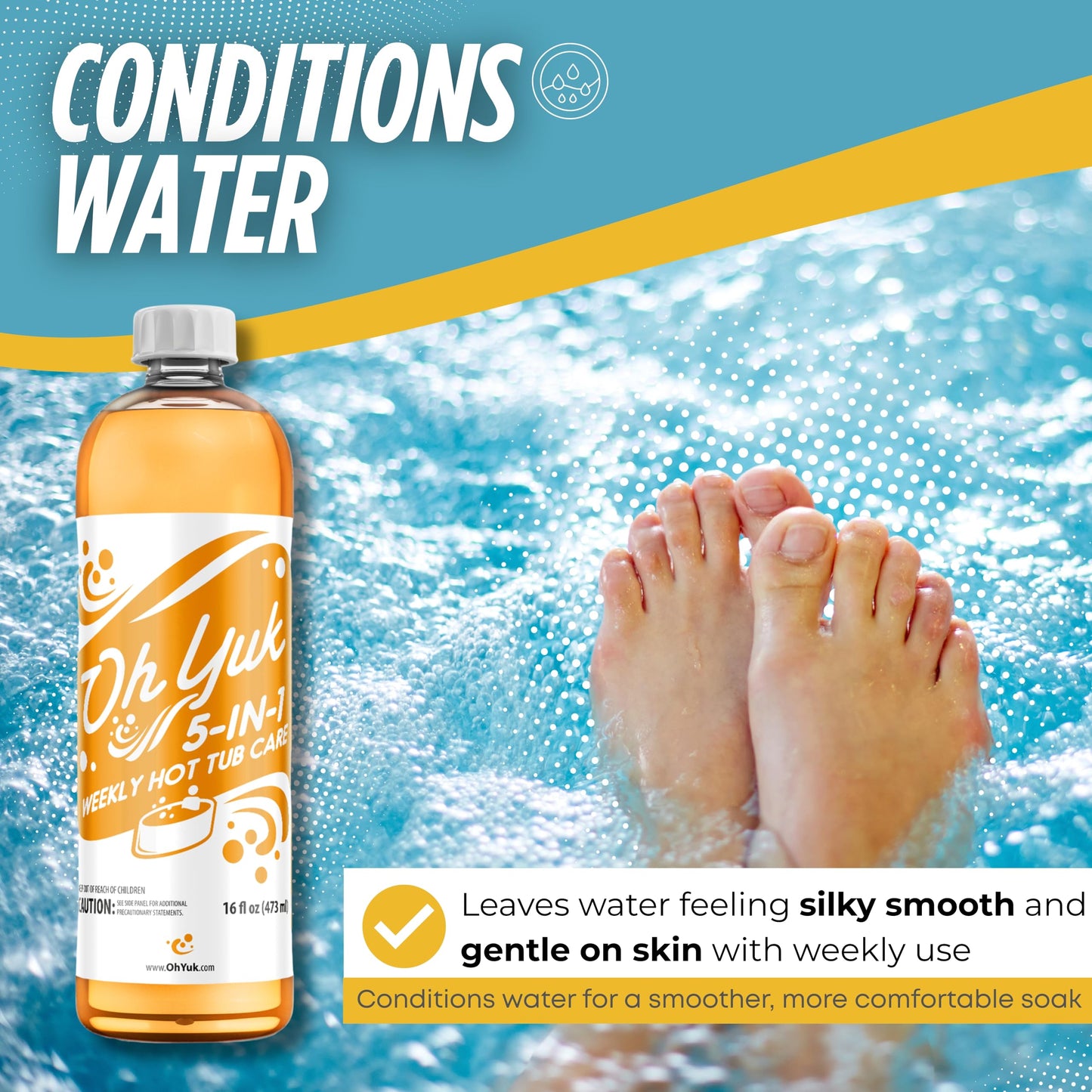 Oh Yuk Hot Tub Cleaner + 5 in 1 Weekly Hot Tub Care Combo, Hot Tub Chemicals, Hot Tub Jet Cleaner, Spa Chemicals for Hot Tub, Water Clarifier, Conditioner and Spa Treatment
