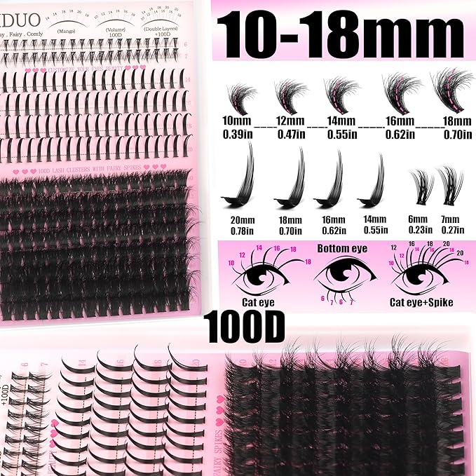YIDUO 3 Styles Lash Clusters Kit with Spikes Bottom clusters Eyelash Extensions 808Pcs with 2X Bond&Seal 60D/80D/100D 3D Volume Wispy DIY Individual Lashes Large Pack for Beginners Choice