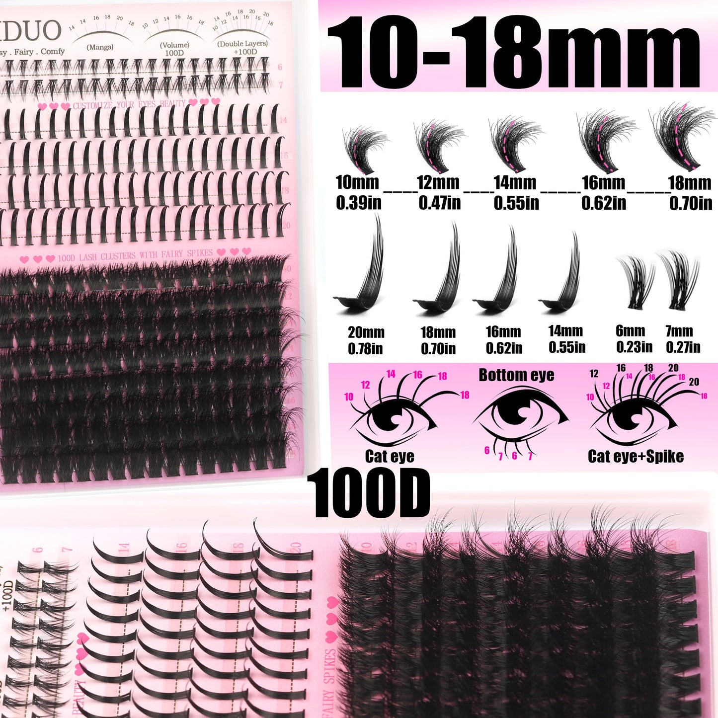 YIDUO 3 Styles Lash Clusters Kit with Spikes Bottom clusters Eyelash Extensions 808Pcs with 2X Bond&Seal 60D/80D/100D 3D Volume Wispy DIY Individual Lashes Large Pack for Beginners Choice