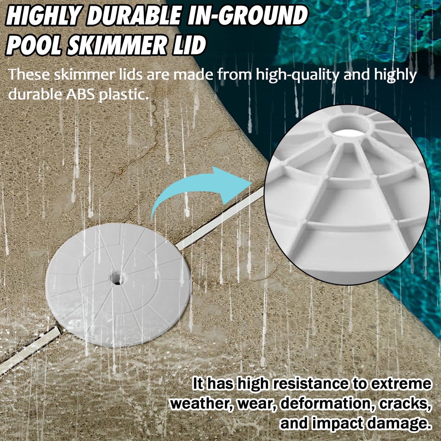 TonGass (2-Pack Round 9 1/8" Skimmer Valve Top Cover Lids Replacement Part for 9" Pool/Spa Deck Lid Plate Highly Durable Pool Skimmer Cover with UV Inhibitors