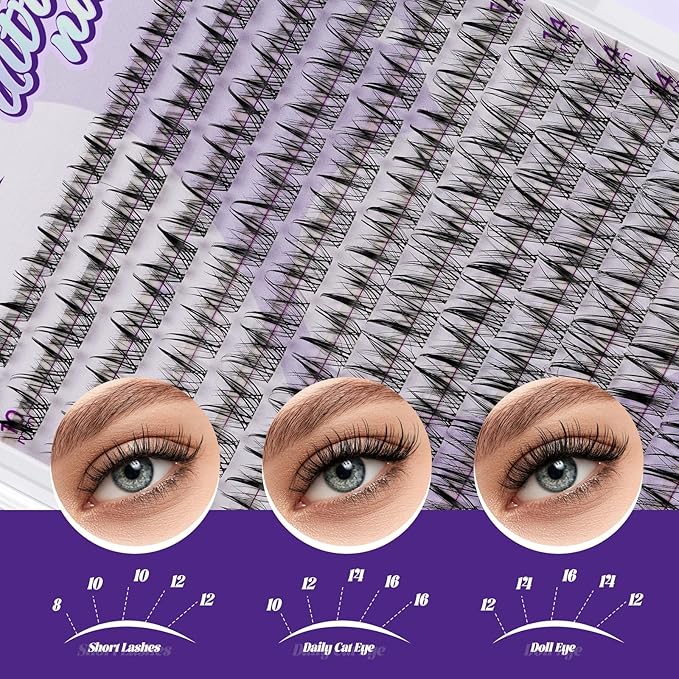 B&Q Natural Lash Clusters 04 - Cluster Eyelash Extensions, Pestañas Postizas Naturales Style Eyelashes Comfort Fit - Day-to-Night Natural Effect - Office & Date Ready For Effortless Beauty(8-16mix)
