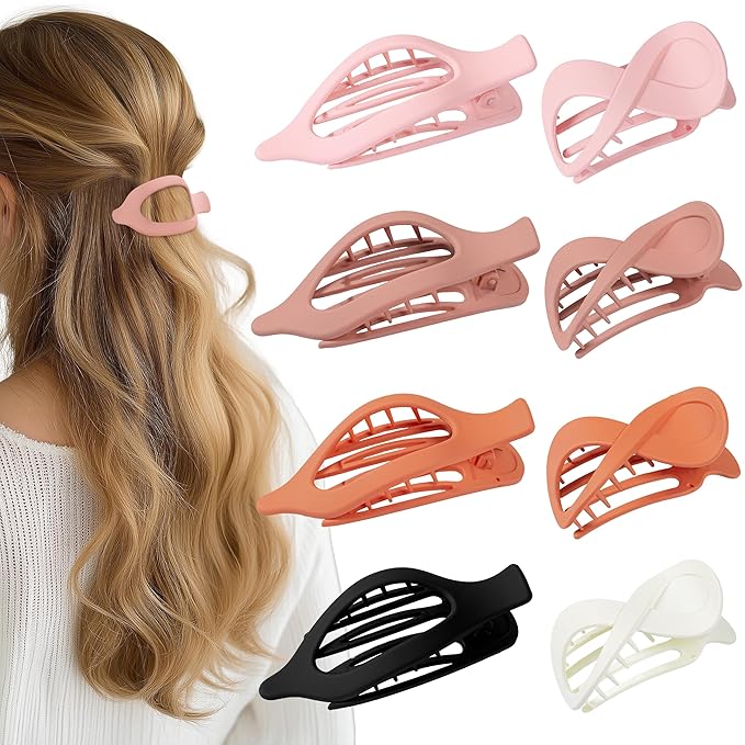 8 Pcs French Flat Hair Clips for Women Matte Claw Clips for Thick & Thin Hair No-Slip Hair Claw Strong Hold Styling Barrettes Accessories