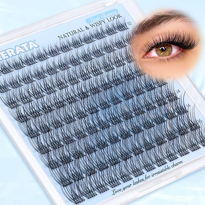 PHKERATA Wispy Lash Clusters Natural Eyelash Clusters 108 pcs Cluster Eyelash Extensions DIY Individual Lashes Clusters with Soft Lash Band, 10-16 mm