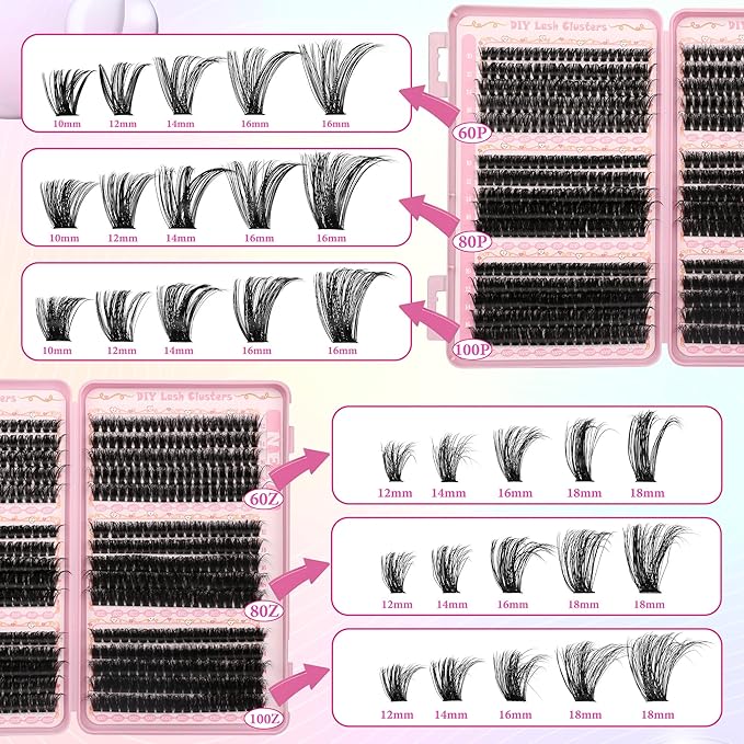 Lash Clusters Fluffy Volume Eyelash Clusters 590Pcs Cluster Eyelash Extensions DIY Lashes Clusters Lash Bond and Seal Lash Tweezers