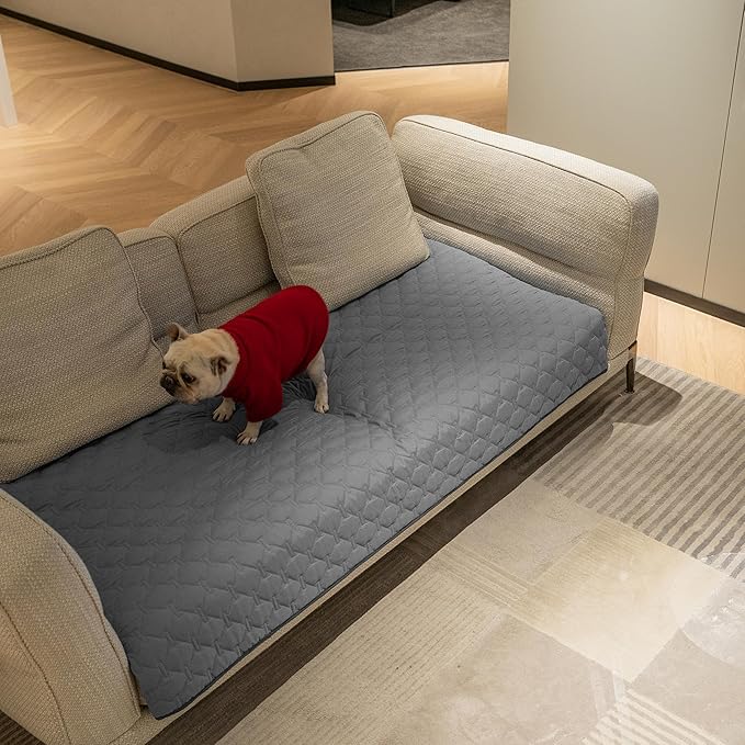 gogobunny 3X Stronger Waterproof Pet Blanket, Scratch Proof Furniture Protector for Dogs Cats, Reversible Cover 30x70 Inch, Dark Grey/Light Grey (Pack of 2)