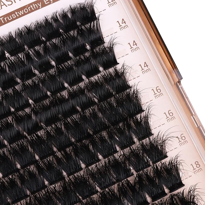 Geeneiya Lash Clusters 200D Full Eyelash Clusters 10-20mm Thick D Curvature Lash Extension Wispy Cluster Eyelash Extensions DIY Individual Eyelashes for Beginners