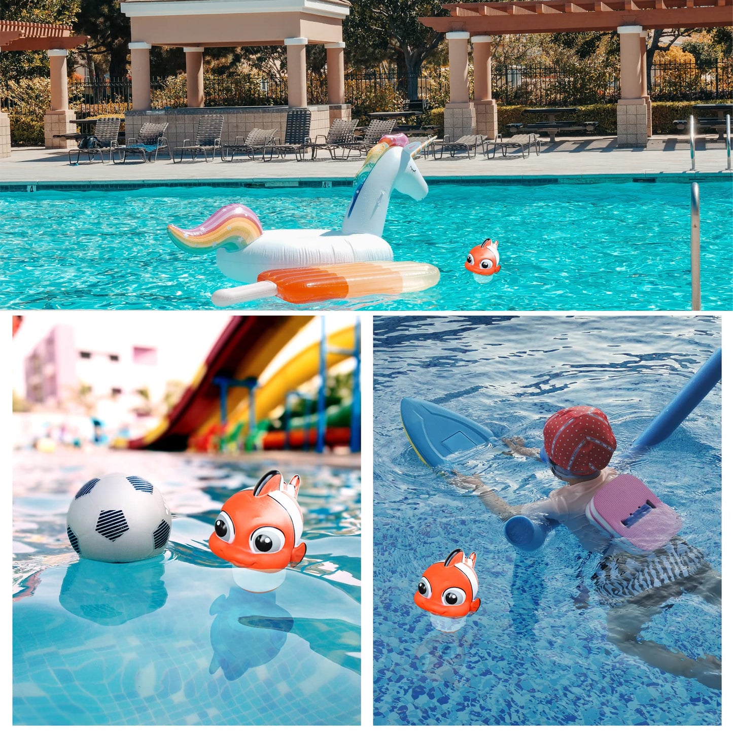 MKLZ Chlorine Floater, Floating Pool Chlorine Dispenser, Fits 1 and 3 Inch Tablets & Bromine Holder for Large/Small Pools, Hot Tub, Spa - Clown Fish