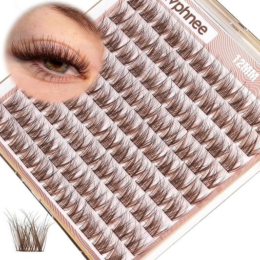 Brown Lash Clusters 12MM Short Eyelash Clusters Wispy Individual Lashes 99 Pcs Cluster Lash Extensions Dark Brown Cluster Eyelashes Natural Daily Eyelash Individuals 3D Fluffing DIY Lash Pack