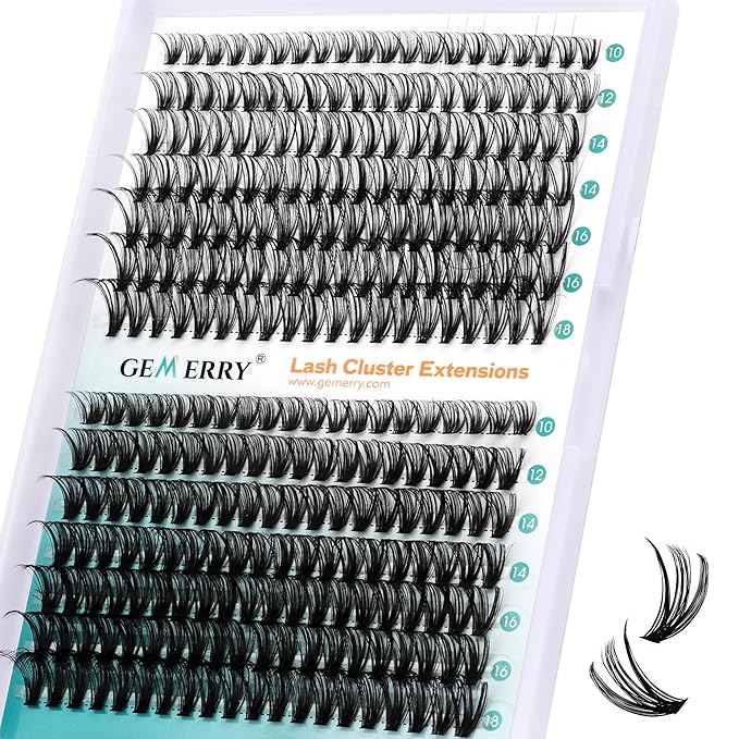 Lash Clusters GEMERRY 280pcs Clusters Lashes D Curl Soft&Natural Individual Lashes Cluster Eyelash Clusters DIY Lash Extensions at Home（30P+40P-10-18mm)