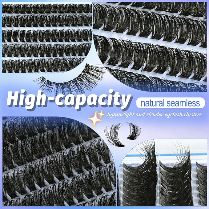 Lash Clusters Wispy 80D Eyelash Clusters 10-18mm Fluff Cluster Eyelash Extensions D Curl No Plastic Feel Individual Lashes Extension 240 Pcs Versatile False Eyelashes Clusters