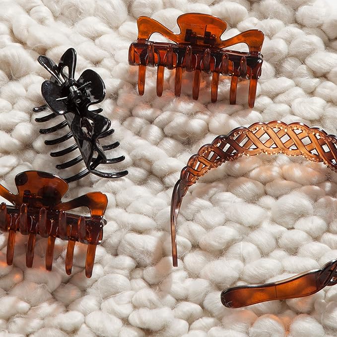 Goody SlideProof Classics Medium Claw Clips - 4 Ct, Assorted Neutrals, Hair Styling Accessories with Secure Grip, Chic Hair Accessories for Women & Men, For All Occasions, All Hair Types
