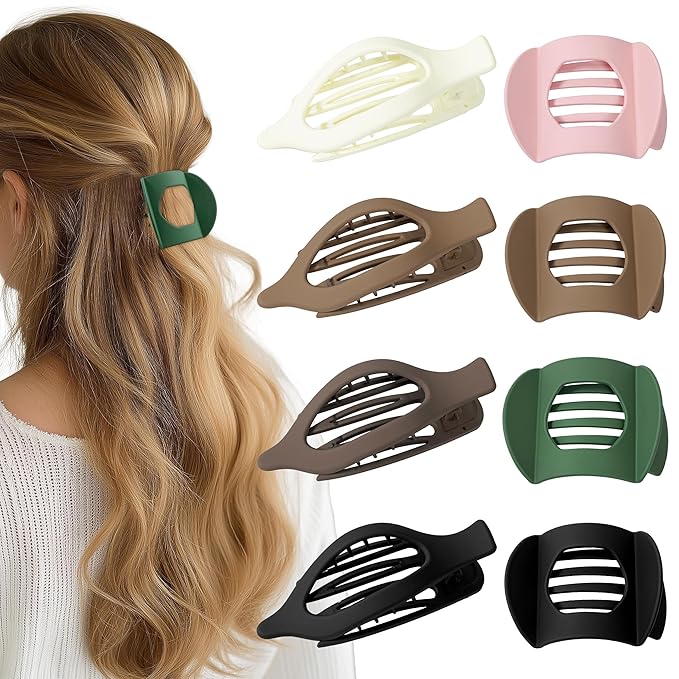8 Pack Flat Hair Clips for Women, Matte Flat Claw Clips for Thick & Thin Hair No-Slip Strong Hold Hair Barrettes, French Duckbill Styling Accessories for Women