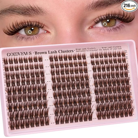 Goddvenus Brown Wispy Lash Clusters Manga Eyelashes Clusters Natural Cluster Eyelash Extensions Fairy DIY Lash Extension Anime C Curl Waterproof Individual Eye Lashes
