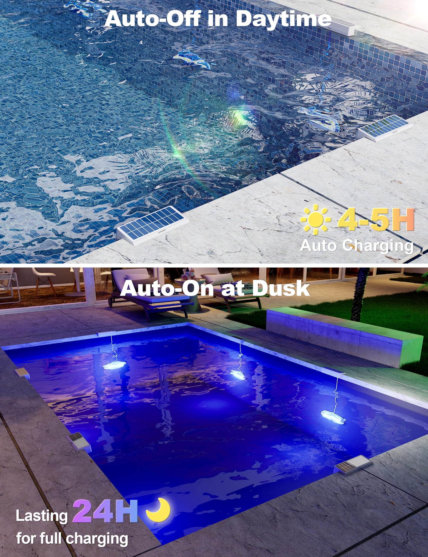 APONUO 4 Pack Solar Pool Lights, Pool Solar Lights for Above Ground Pools with Remote, IP68 Waterproof, RGB Color Changing Solar Powered Pools Light for Pond, Fountain,Yard (Gray)