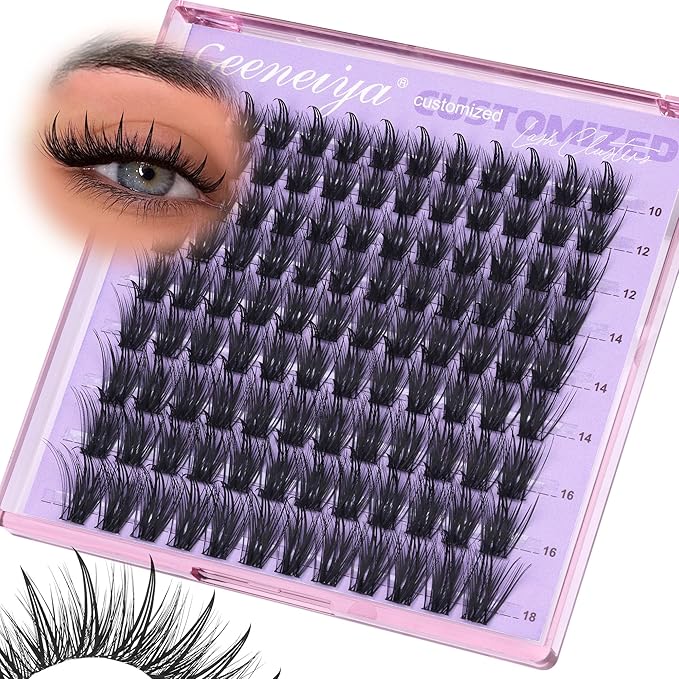 Geeneiya Wispy Lash Clusters Customized Eyelash Clusters Manga Spike Lash Extension Natural Cluster Eyelash Extensions, Double-layer Composite Lashes