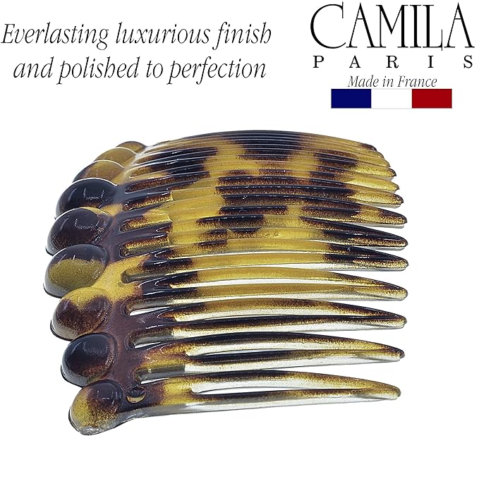 Camila Paris CP2871/2 French Hair Side Comb Small Rounded, Tokio French Twist Hair Combs Decorative, Strong Hold Hair Clips for Women Bun Chignon Up-Do Styling Girls Hair Accessories, Made in France