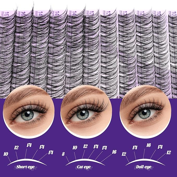 B&Q Wispy Lash Clusters Kit, Natural 01, Individual False Eyelashes Extension Set, Undetectable Natural Look for Effortless Day-to-Night Beauty, from Office Elegance to Date Night Glamour(8-16mix)