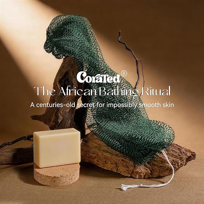 CORATED African Net Sponge with Knots Authentic, Shower Loofah Exfoliating Bath Sponge, Body Scrubber for Women and Men Daily Use Body Care, Portable Bath Accessories Gifts